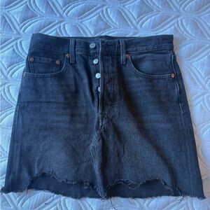 Levi's Black Frayed Hem Denim Skirt